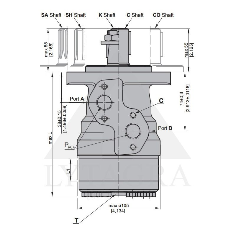 Hidraulinis variklis BMR160 25mm 375aps/min 12.3kw 159.6cm3