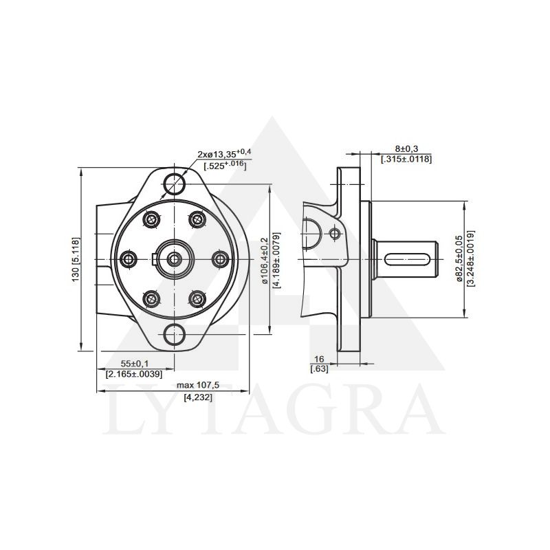Hidraulinis variklis BMR160 25mm 375aps/min 12.3kw 159.6cm3