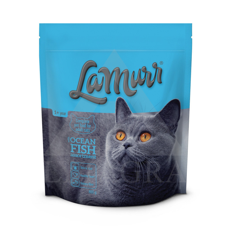 LAMURR SAUSAS ĖDALAS KATĖMS SU ŽUVIMI, 800 G