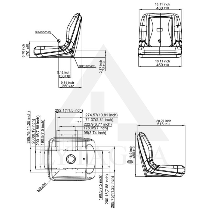 Sėdynė pakrovėjui plastikiniu rėmu, pvc ST 1546
