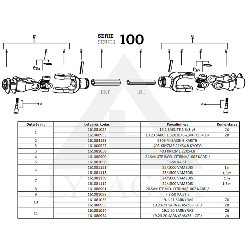 Kardanas 1002/800/KH/19.1-19.1/6X6/