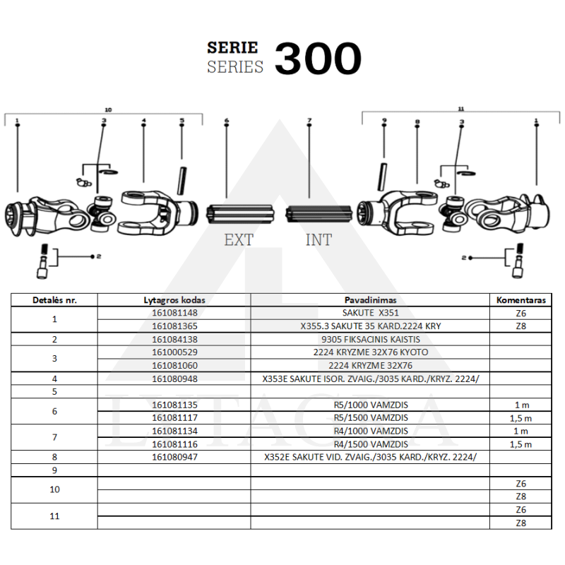 Kardanas 3035/800/KH/X.351-X.351/6X6