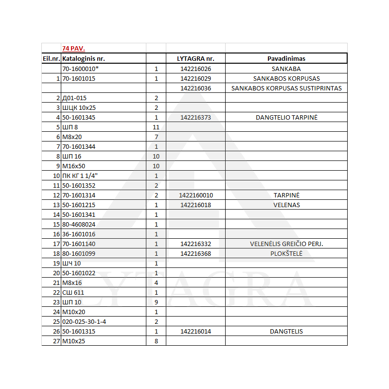 Sustiprintas sankabos korpusas 70-1601015-03