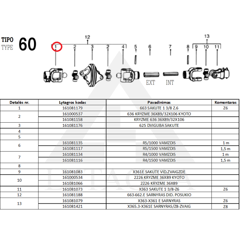 Šakutė 663 1 3/8 Z.6