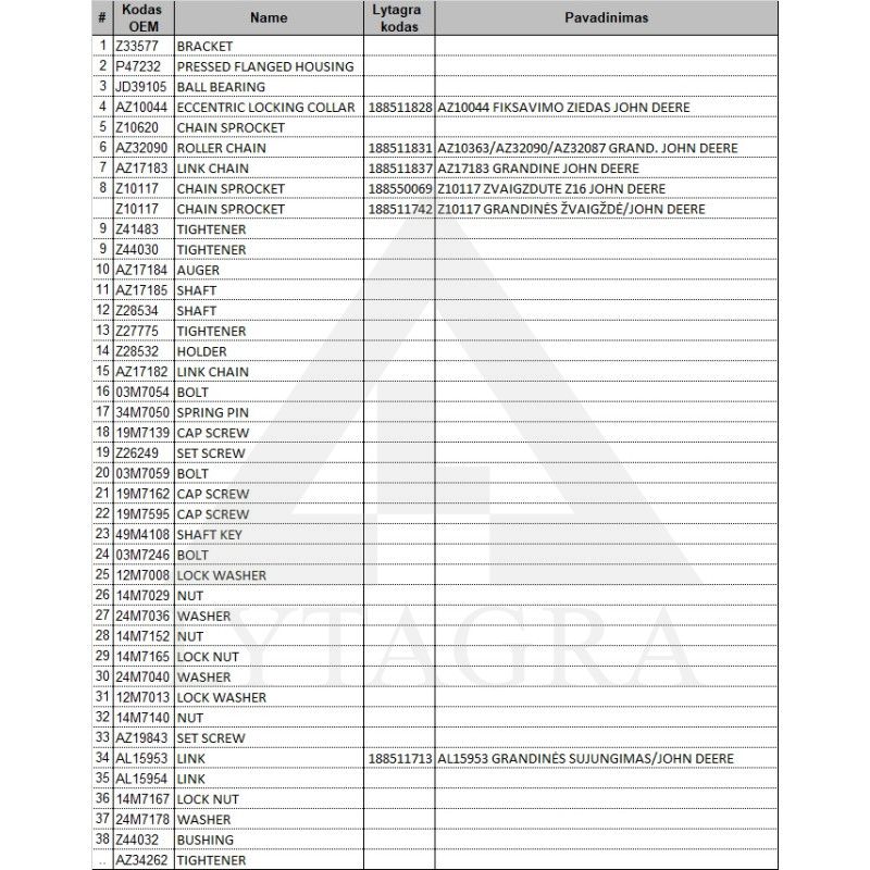 AZ10363/AZ32090/AZ32087 GRAND. JOHN DEERE
