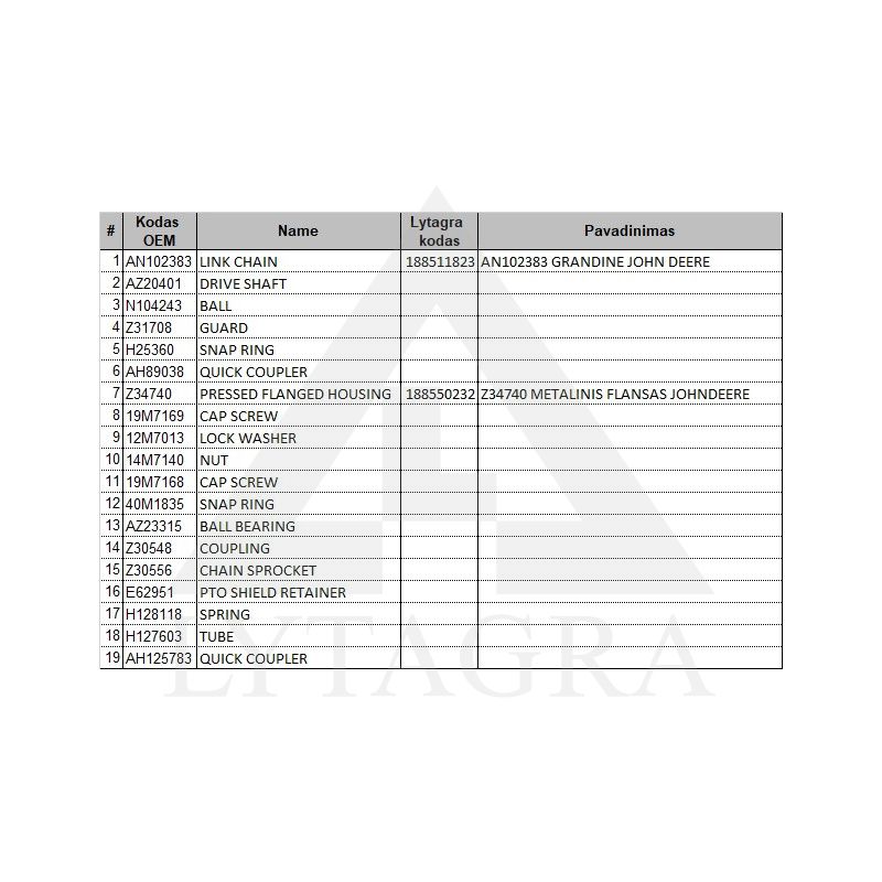 AN102383 GRANDINE JOHN DEERE
