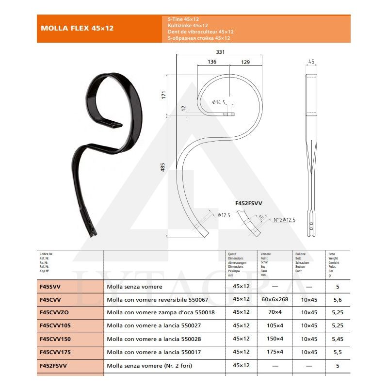 F45SVV 45X12 NAGAS BE NORAGELIO/ITALIJAF45SVV