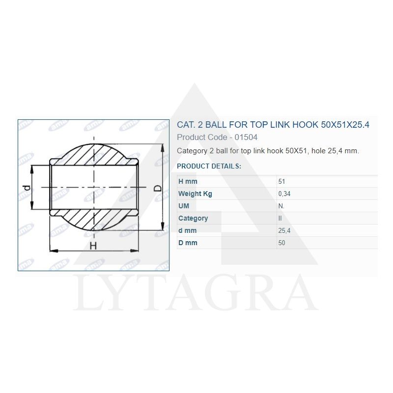 Rutulinė jungtis 50X25,4X51 2-kategorija