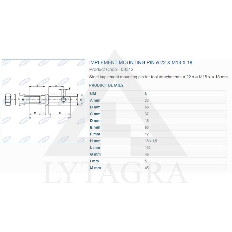 Kaištis 22X130 A09312
