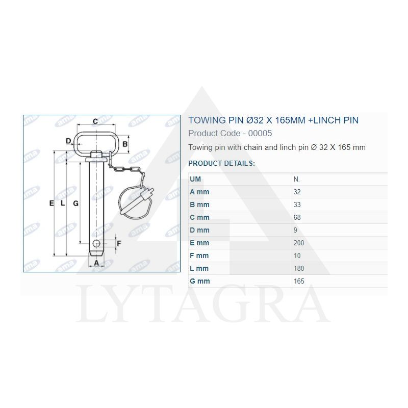 Kaištis su fiksatoriumi 32X180 A00005