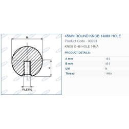 Rankenos antgalis 45 mm skylė 14 mm