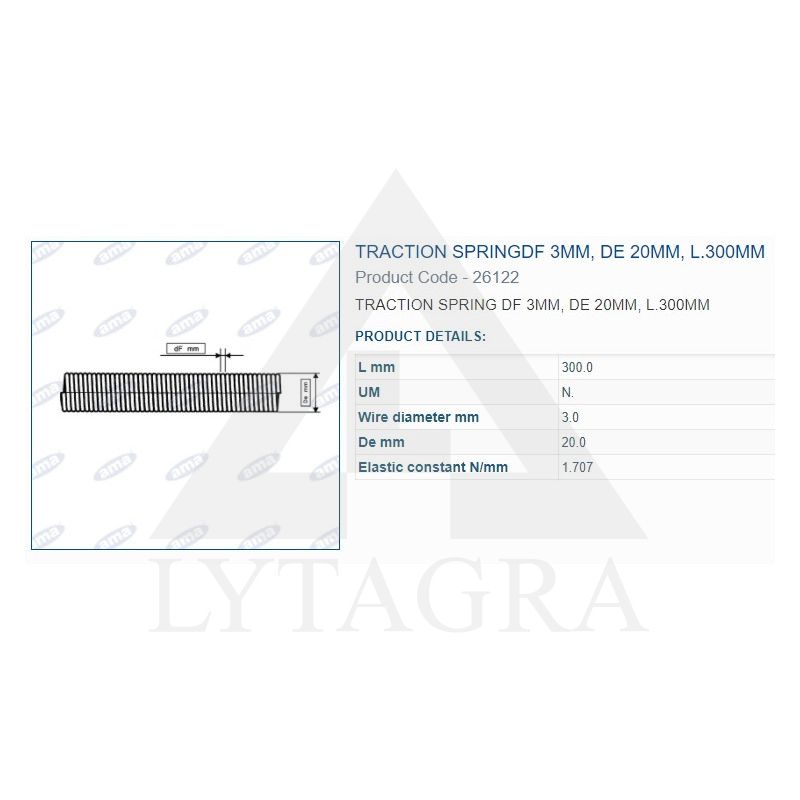 Spyruoklė tempimo 3X20X300