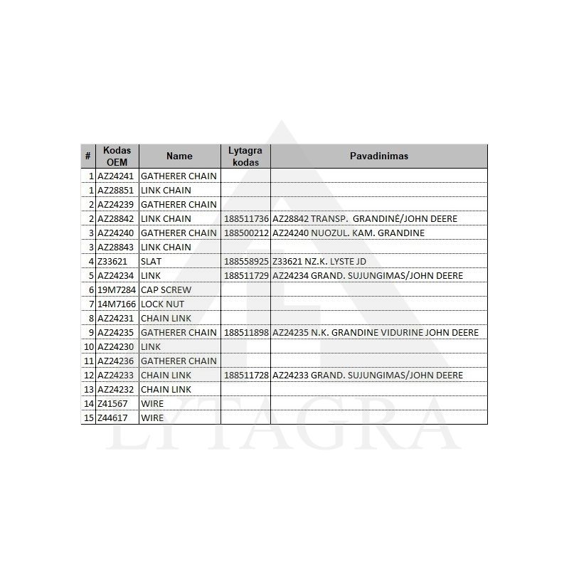 GRANDINĖS SUJUNGIMAS JOHN DEERE AZ24233