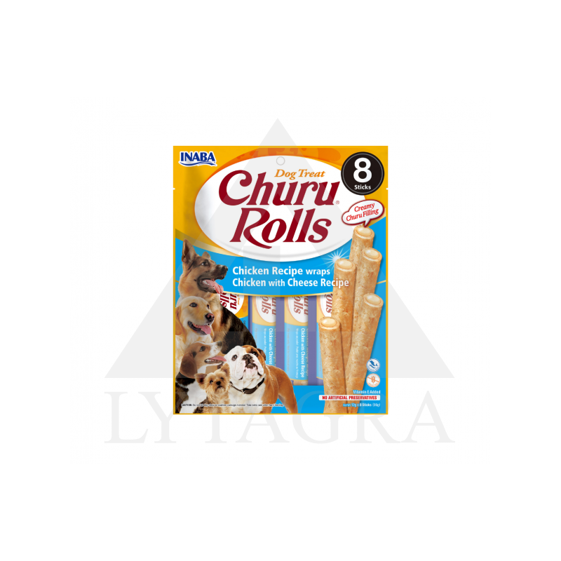 Skanėstas šunims Churu Dogs Rolls su vištiena ir sūriu 96 g