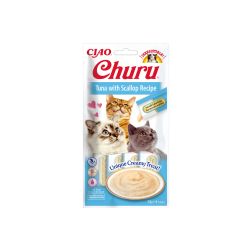 Skanėstas katėms Churu Cat tyrelė su tunu ir šukutėmis 56 g