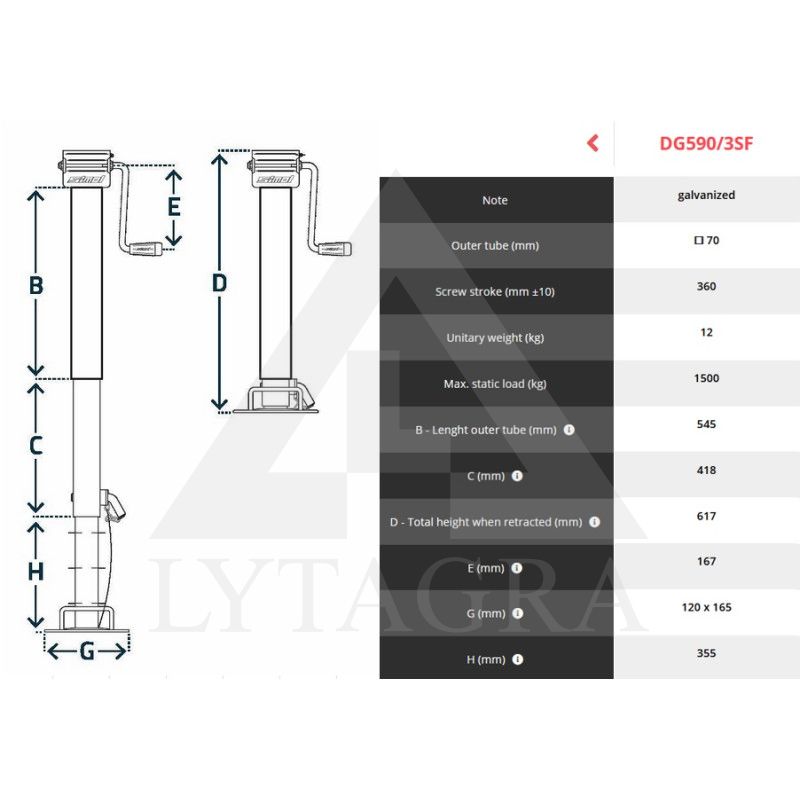 Priekabos kėliklis 1.5T mechaninis