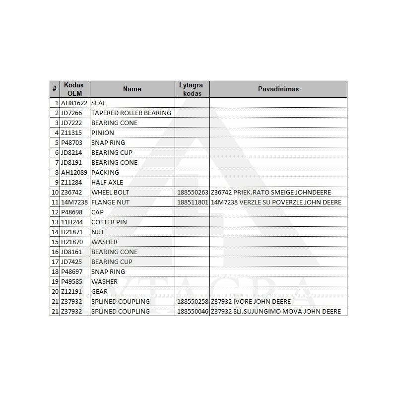 Z37932 SLI.SUJUNGIMO MOVA JOHN DEERE