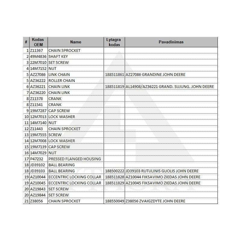 Z38056 ZVAIGZDYTE JOHN DEERE