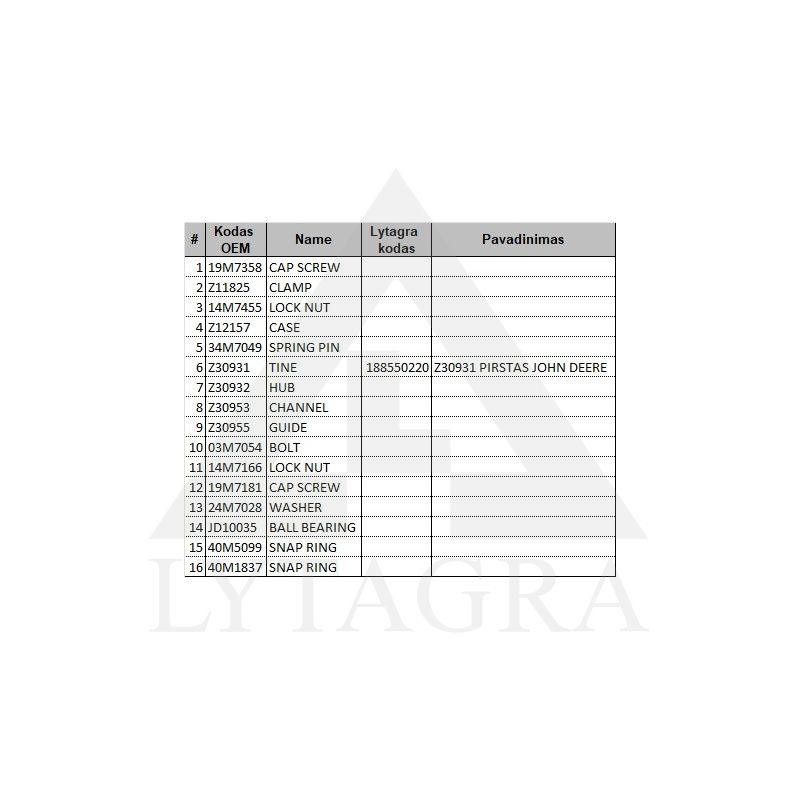 Z30931 PIRSTAS JOHN DEERE