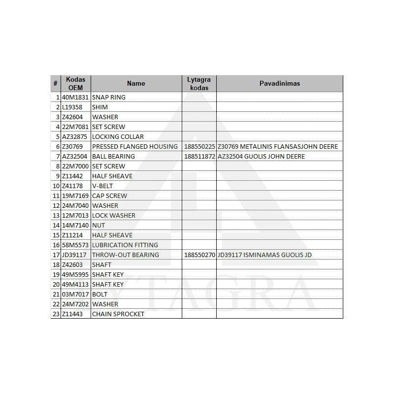Z30769 METALINIS FLANSASJOHN DEERE