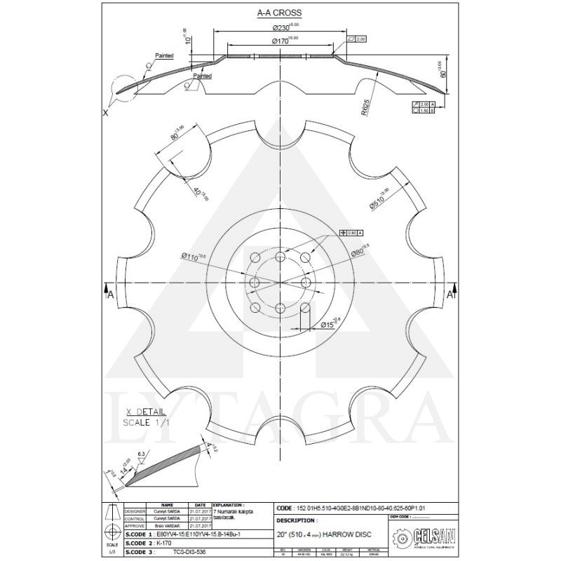 Diskas CELSAN 510x4 mm 8 skylės AGRISEM C 534587