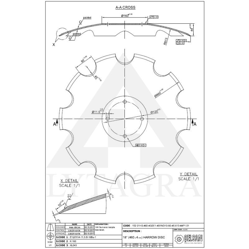 Diskas CELSAN 460x4 mm 4 skylės AMAZONE XL043 C 537696
