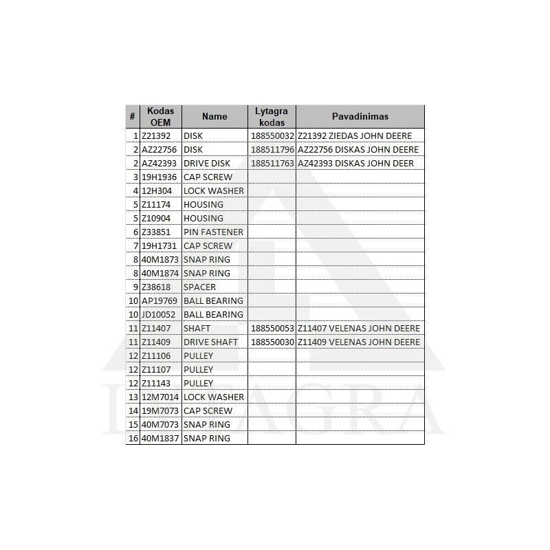 Z11409 VELENAS JOHN DEERE
