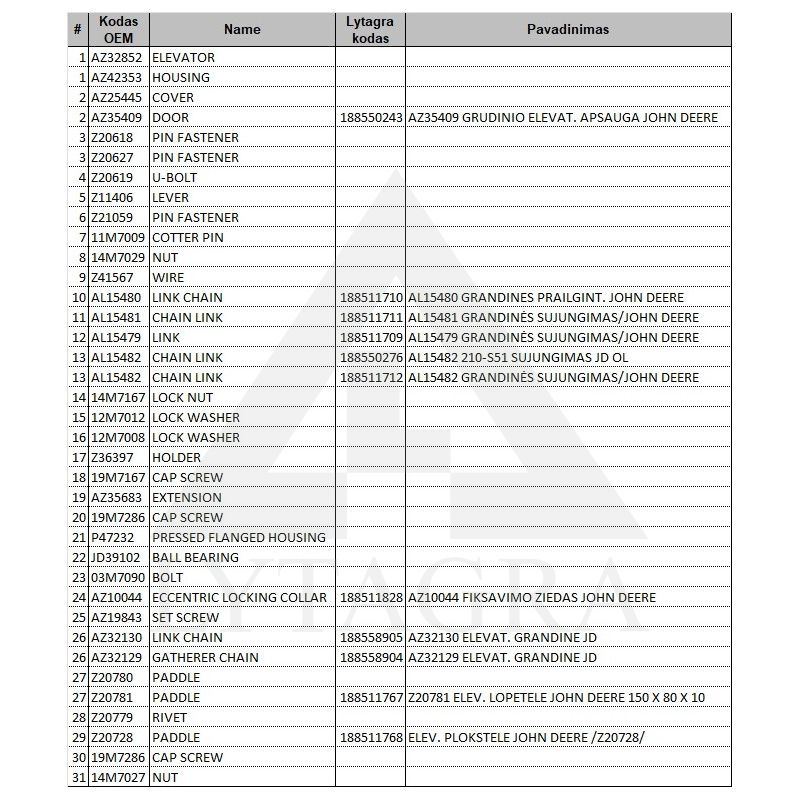 Grandinės sujungimas OL JOHN DEERE AL15482