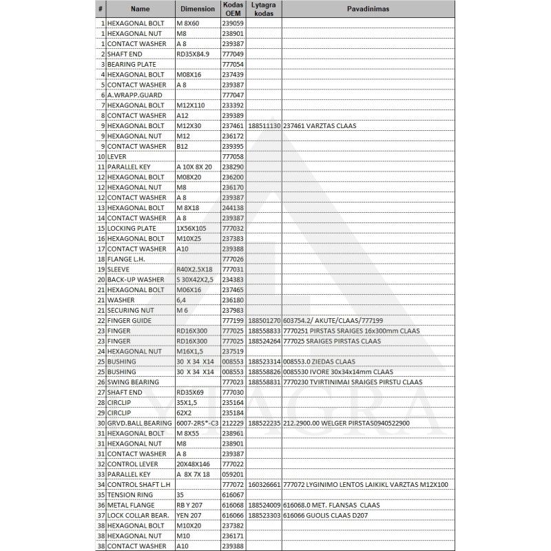 Guolis D207 CLAAS 616066 Guolis D207 CLAAS 616066