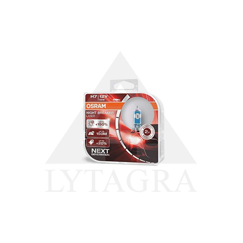 OSRAM Automobilinės lemputės NIGHT BREAKER LASER +150% H7 55W 12V PX26D 2vnt