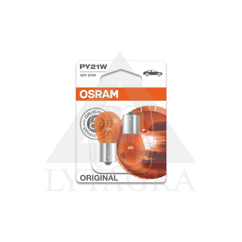 OSRAM Automobilinės lemputės 21W 12V BAU15S (geltona) 2vnt