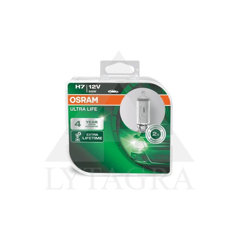 OSRAM Automobilinės lemputės ULTRA LIFE H7 55W 12V PX26D 2vnt