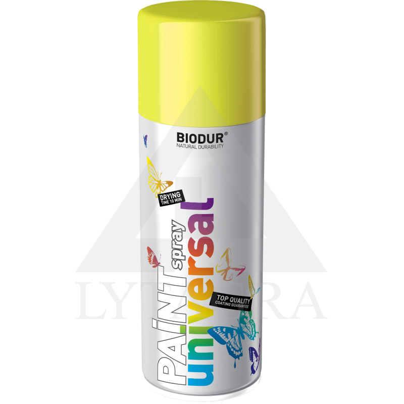 Universali aerozolinė emalė BIODUR, citrinos RAL1016, 400 ml