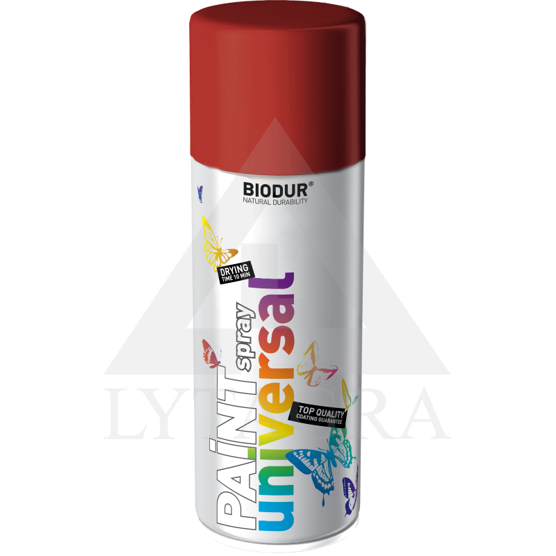 Universali aerozolinė emalė BIODUR, tamsiai raudona RAL3002, 400 ml