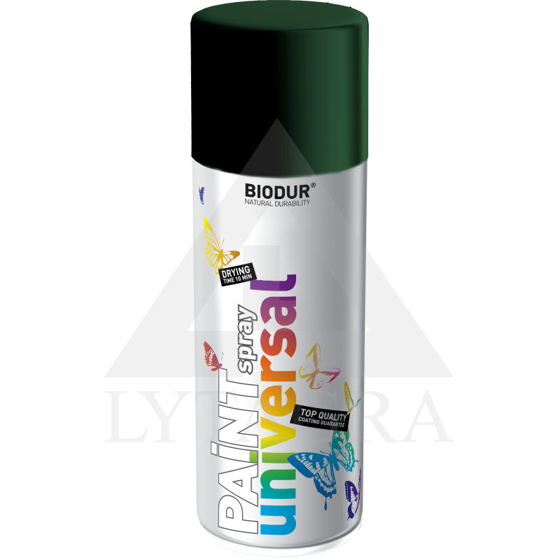 Universali aerozolinė emalė BIODUR, tamsiai žalia RAL6005, 400 ml
