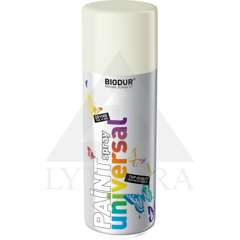 Universali aerozolinė emalė BIODUR, balta signalinė RAL9003, 400 ml