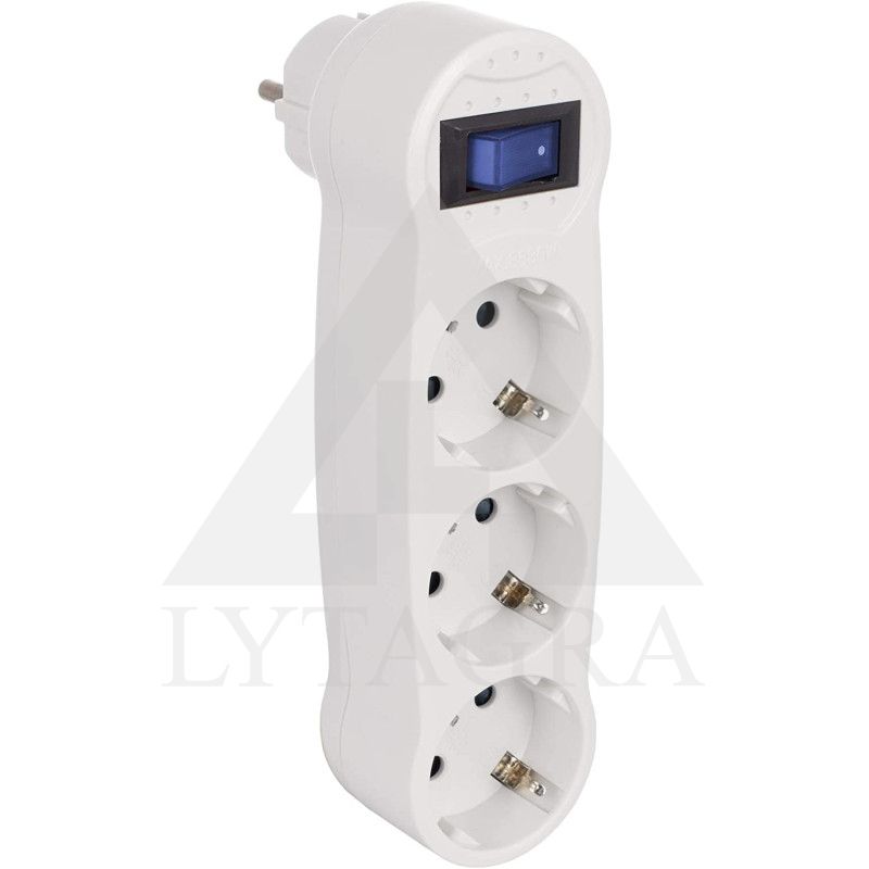 3-JŲ VIETŲ ADAPTERIS SU JUNGTUKU V1302 16A/250V 3680 BALTAS SOLERA