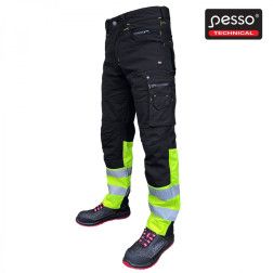 DARBO KELNĖS PESSO IŠ CANVAS AUDINIO JUODOS SU GELT. C50