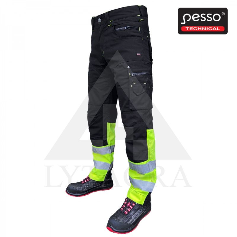 DARBO KELNĖS PESSO IŠ CANVAS AUDINIO JUODOS SU GELT. C50