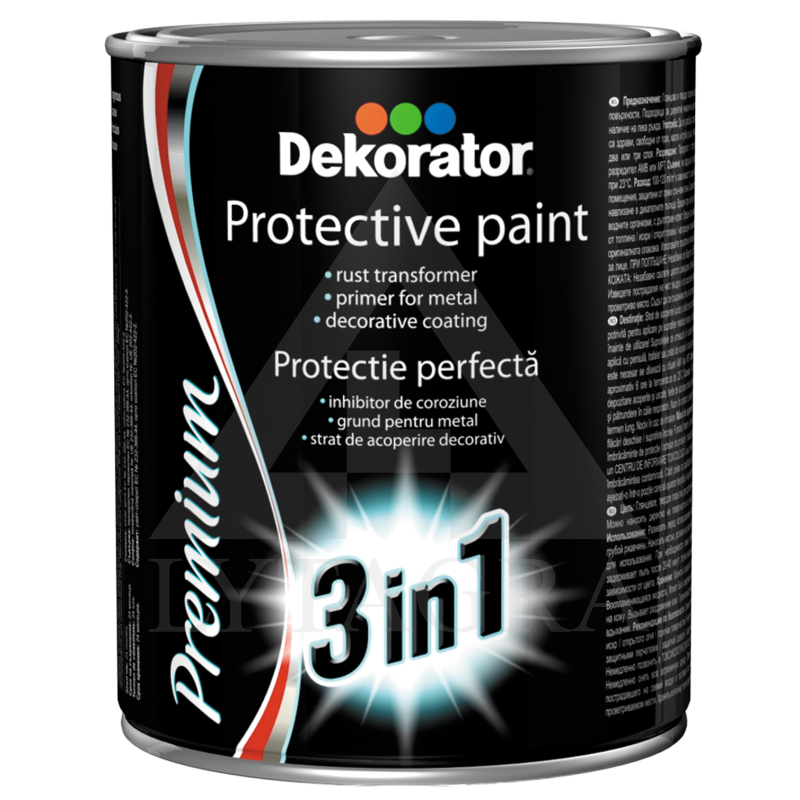 Gruntas - emalė 3&amp 1 DEKORATOR, pilka, 0.5 l