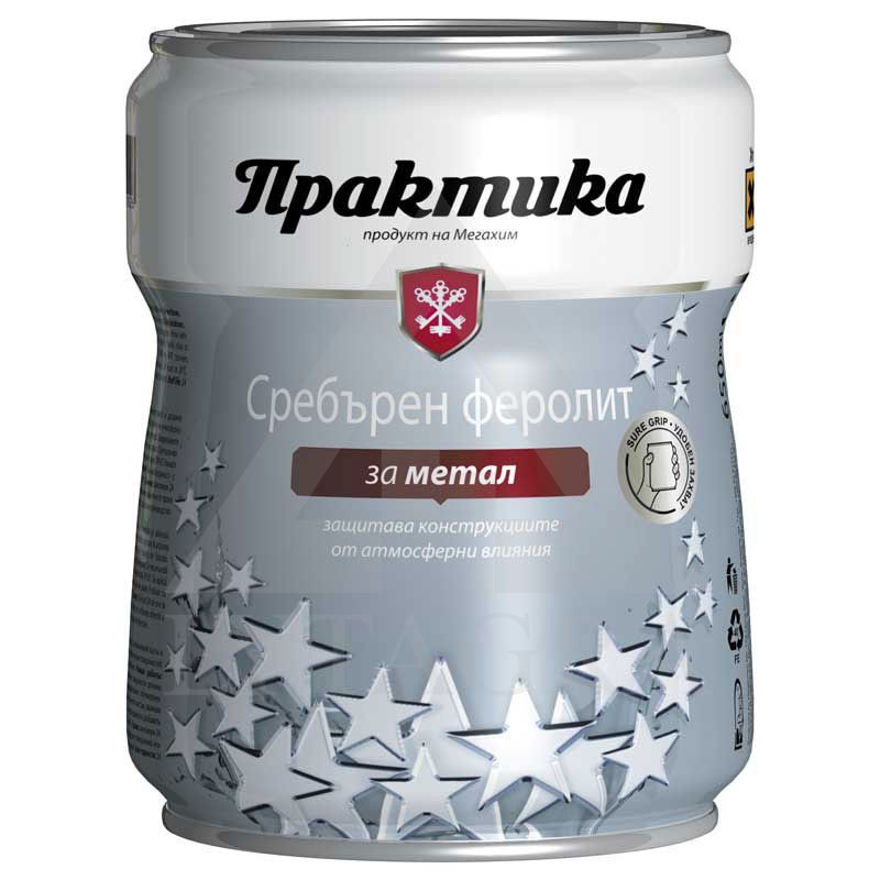 Alkidiniai dažai PRAKTIKA, sidabriniai, 0.65 l