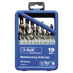 Grąžtų komplektas S&amp R 107809190, 19vnt. 1.0-10.0mm