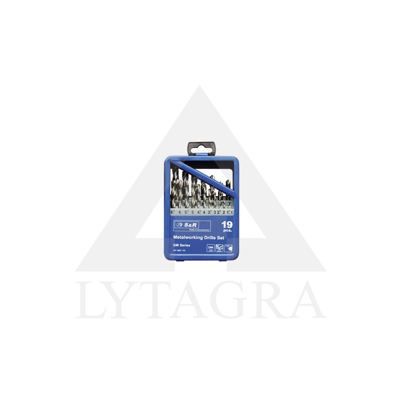 Grąžtų komplektas S&amp R 107809190, 19vnt. 1.0-10.0mm