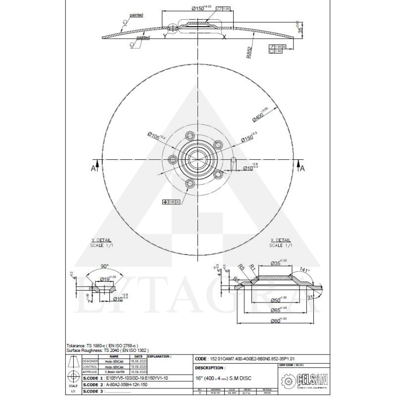 C537873 961301 DISKAS AMAZONE 5 SK. 400x4MM961301 / 53-7120