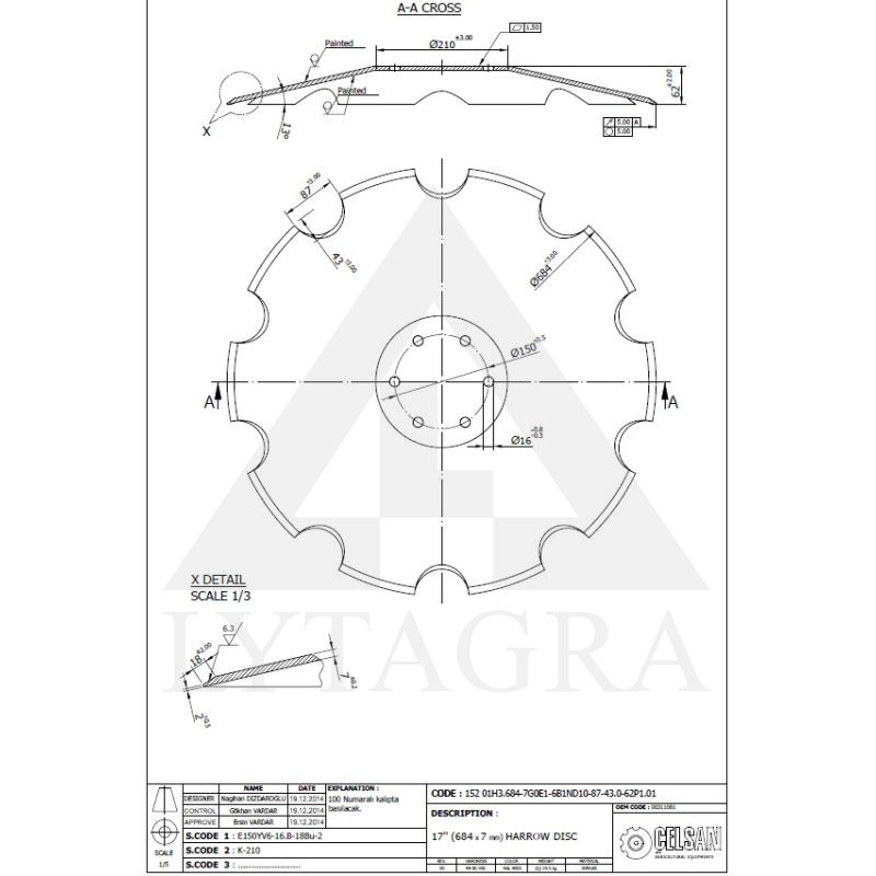 C 537703 00311081 DISKAS HORSCH 684x7MM00311081 / 53-6915