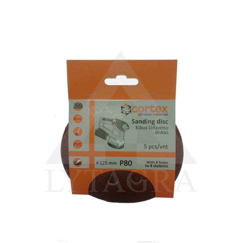 Diskas kibus Cortex P80 125mm 8 skyl ( 5 vnt )