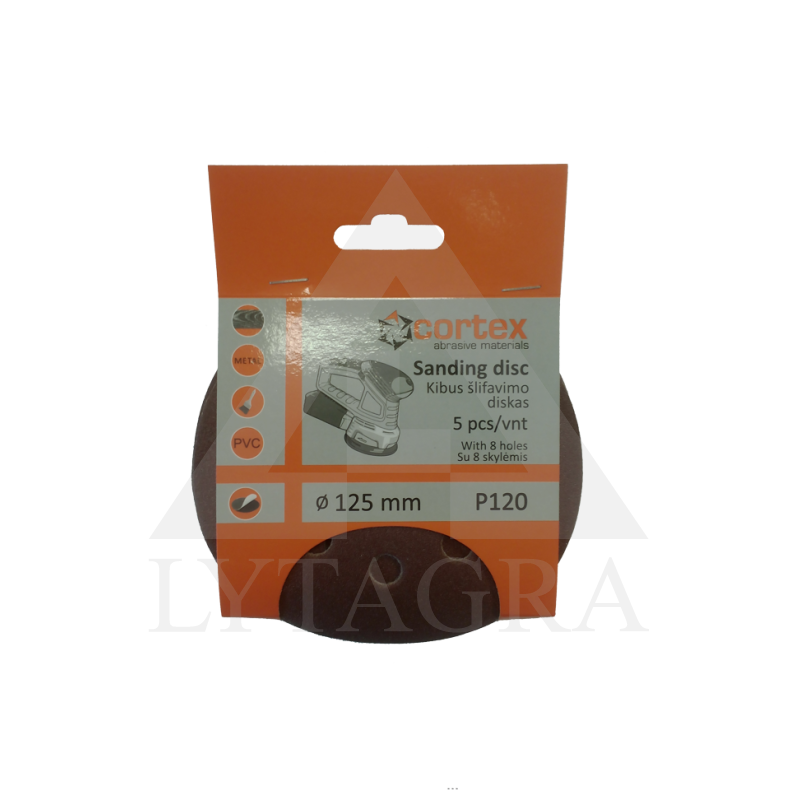 Diskas kibus Cortex P120 125mm 8 skyl ( 5 vnt )