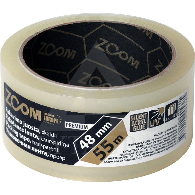 Pakavimo juosta, 48mm x 55m, PREMIUM, skaidri, ZOOM