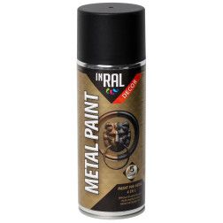 Aerozoliniai dažai metalui 4 in1 DECOR, juodi matiniai, INRAL