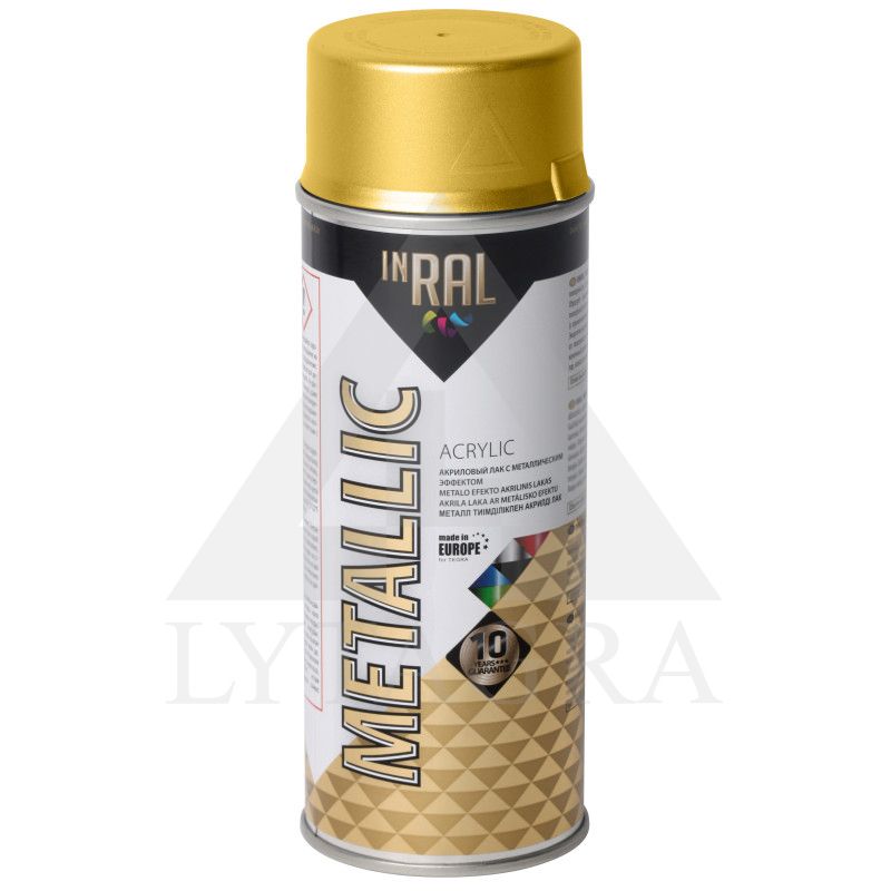 Aerozolinis akrilinis lakas, METALLIC, auksinis, , INRAL